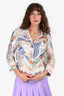 Hermès White/Multicolour Silk Pattern 3/4 Sleeve Top Size 38