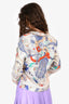 Hermès White/Multicolour Silk Pattern 3/4 Sleeve Top Size 38