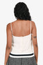 Pre-Loved Chanel White Silk Cotton Ribbed Stripe Camisole Top Size 34