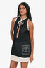 Pre-Loved Chanel™ 2003 Black Mesh CC Logo Tie Tank Top Size 38