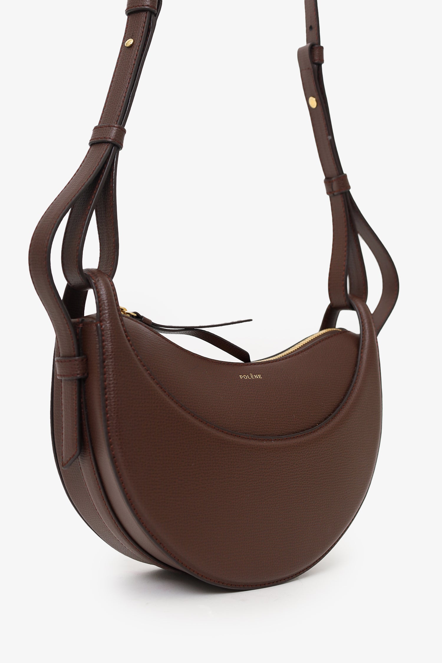 Polène Dark Brown Leather Numero Dix Sandalwood Shoulder Bag