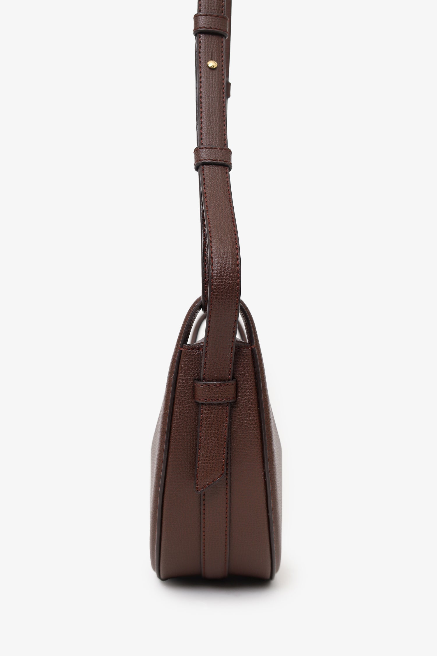 Polène Dark Brown Leather Numero Dix Sandalwood Shoulder Bag