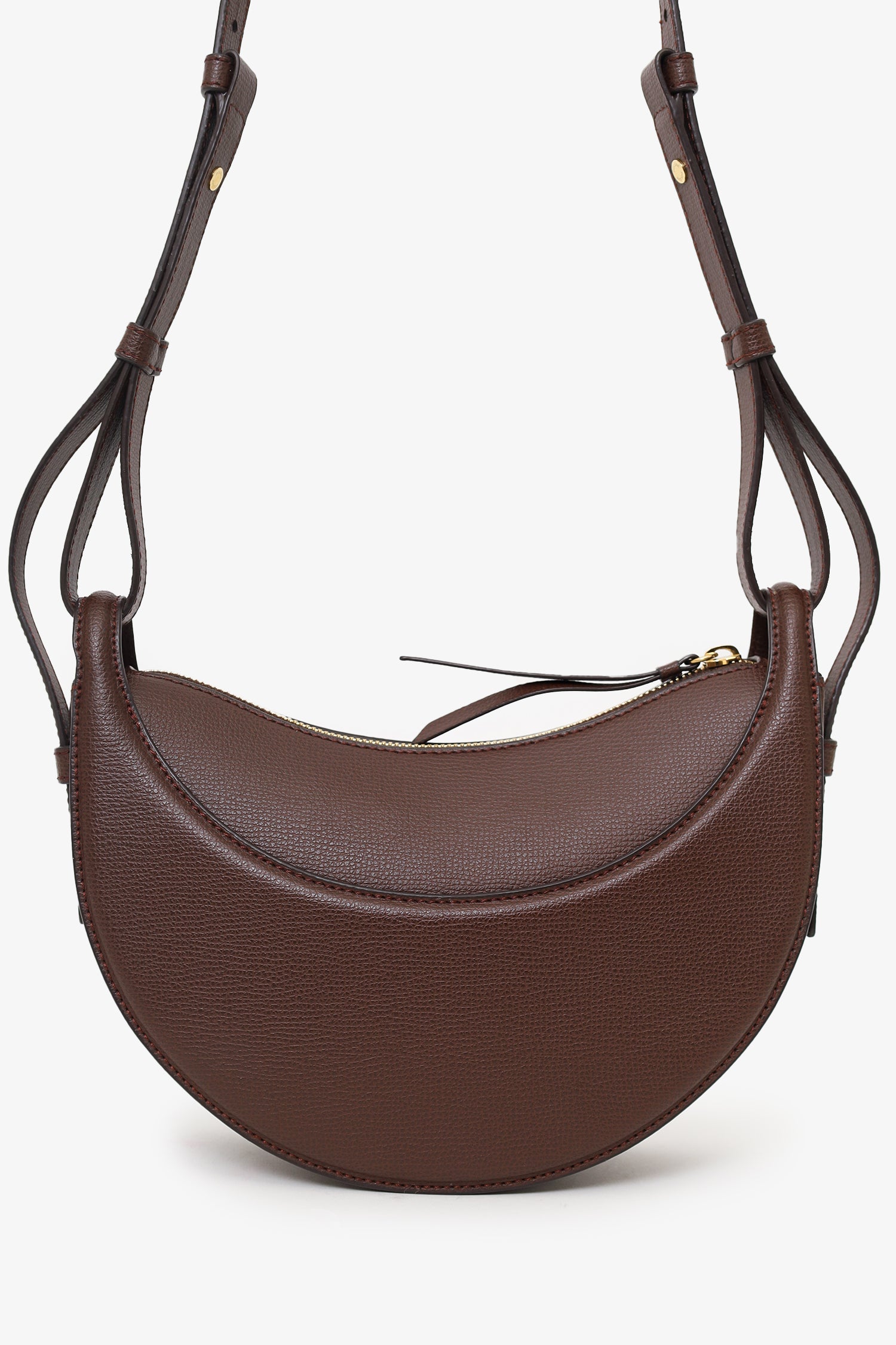 Polène Dark Brown Leather Numero Dix Sandalwood Shoulder Bag