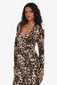 Diane von Furstenberg Brown Leopard Print Long Sleeve Wrap Dress Size 4