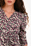 Isabel Marant Purple/Black Silk Patterned Albi Long Sleeves Midi Dress Size 36
