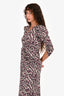 Isabel Marant Purple/Black Silk Patterned Albi Long Sleeves Midi Dress Size 36