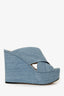 Sergio Rossi Light Blue Denim Criss Cross Wedges Size 37.5