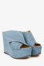 Sergio Rossi Light Blue Denim Criss Cross Wedges Size 37.5
