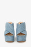 Sergio Rossi Light Blue Denim Criss Cross Wedges Size 37.5