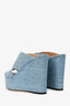 Sergio Rossi Light Blue Denim Criss Cross Wedges Size 37.5