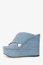 Sergio Rossi Light Blue Denim Criss Cross Wedges Size 37.5