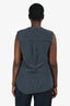 Loro Piana Navy/White Silk Printed Sleeveless Top Size 44