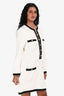 Pre-Loved Chanel™ White Terry Cloth Black/Gold Trim CC Button Cotton Knit Dress Size 36