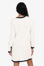 Pre-Loved Chanel™ White Terry Cloth Black/Gold Trim CC Button Cotton Knit Dress Size 36