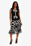 Hermès Black/White Patterned Silk Ruffle Midi Skirt Size 40