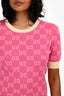Gucci Pink/Beige GG Jacquard Knit Top Size S