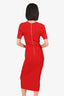 Balmain Red Button-embellished Ribbed Knit Midi Dress Size 38
