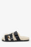 Hermès Black Leather Shearling Chypre Sandals Size 38