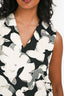 Akris Punto Blac/White Floral Printed V Neck Dress Size 4