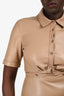 Jonathan Simkhai Brown Vegan Leather Buttoned Cut-Out Pleated Midi Dress Size 6