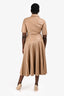 Jonathan Simkhai Brown Vegan Leather Buttoned Cut-Out Pleated Midi Dress Size 6