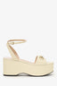 Gucci White Leather Horsebit Flatform Sandal Size 37