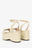 Gucci White Leather Horsebit Flatform Sandal Size 37