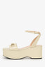 Gucci White Leather Horsebit Flatform Sandal Size 37