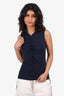 Veronica Beard Navy Ruched Sleeveless Top Size S