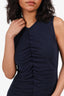 Veronica Beard Navy Ruched Sleeveless Top Size S