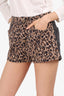 Versace Black/Leopard Print Denim Mini Shorts Size 28