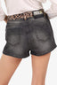 Versace Black/Leopard Print Denim Mini Shorts Size 28