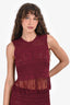 A.L.C. Burgundy Knit Fringe Top Size M + Skirt Set Size S