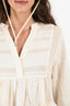 Devotion Twins Cream Cotton V Neck Long Sleeve Top Size S