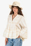 Devotion Twins Cream Cotton V Neck Long Sleeve Top Size S