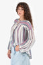 Derek Lam Crosby Blue/Pink Striped V Neck Tassel Blouse Size 4