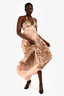 Roberto Cavalli Beige/Blush Silk Leopard Wrap Maxi Dress Size 44