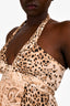 Roberto Cavalli Beige/Blush Silk Leopard Wrap Maxi Dress Size 44