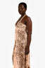 Roberto Cavalli Beige/Blush Silk Leopard Wrap Maxi Dress Size 44