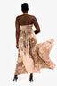Roberto Cavalli Beige/Blush Silk Leopard Wrap Maxi Dress Size 44