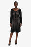 The Kooples Black Mesh Beige Slip Midi Dress Size M
