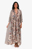 Devotion Twins Beige/Red Printed Cotton Maxi Dress Size S
