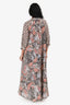 Devotion Twins Beige/Red Printed Cotton Maxi Dress Size S