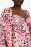 Rococo Sand Pink/Teal Printed Puff Sleeve Mini Dress Size L