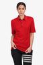 Hermès Red Logo Embroidered Polo Shirt Size XS
