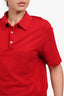 Hermès Red Logo Embroidered Polo Shirt Size XS