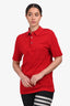 Hermès Red Logo Embroidered Polo Shirt Size XS
