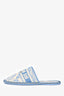 Christian Dior White/Blue Jacquard Slippers Size 37