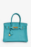 Hermès 2016 Bleu Paon Clemence Leather Birkin 30 GHW