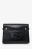 Saint Laurent 2020 Black Croc Embossed Leather Medium Manhattan Shoulder Bag